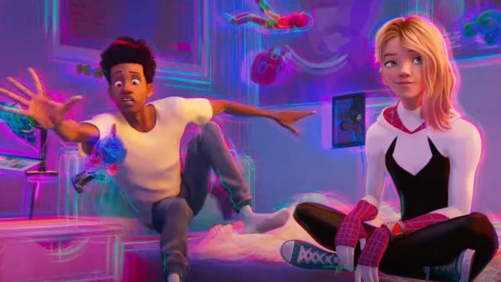 Miles Morales e Gwen Stacy in Spider-Man: Across the Spider-Verse (prima parte).