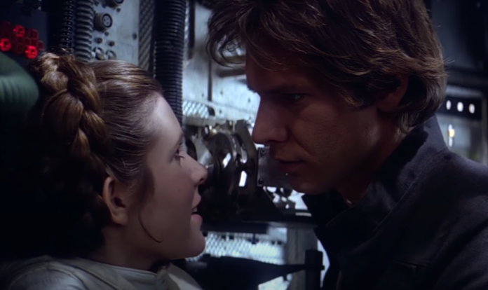 Carrie Fisher and Harrison Ford in "The Empire Strikes Back"