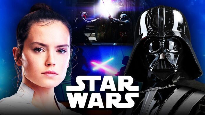 Rey and Darth Vader, Star Wars lightsaber duel