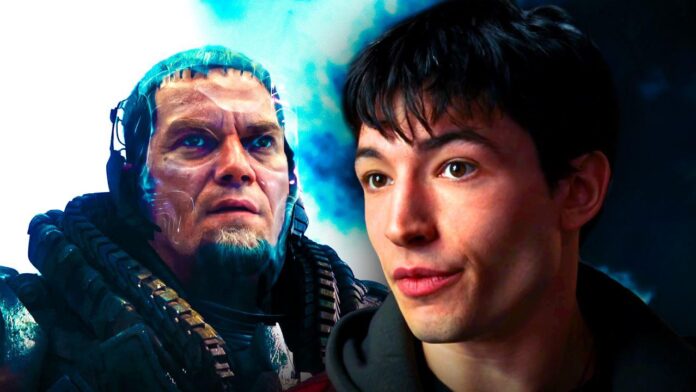 Michael Shannon, Zod, Ezra Miller as Barry Allen