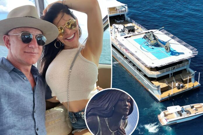 Lo yacht da 500 milioni di dollari di Jeff Bezos sembra avere una scultura di Lauren Sanchez
