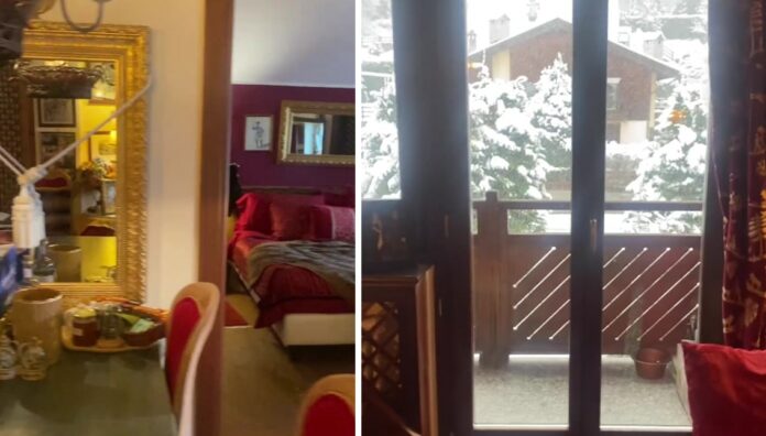 Alba Parietti mostra i dettagli della sua casa a Courmayeur