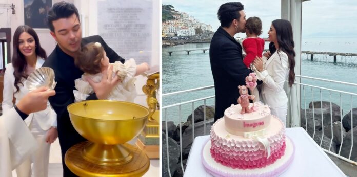 Il cantante Stash dei The Kolors e la compagna Giulia Belmonte battezzano la figlia Imagine ad Amalfi in pieno inverno: foto