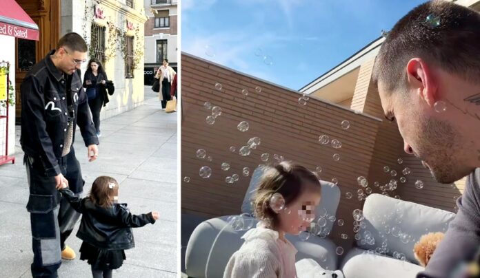 Fabio Colloricchio tenero papà in Spagna con la figlioletta Gala