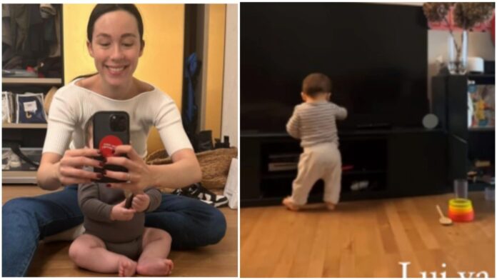 Il figlio di Aurora Ramazzotti muove i primi passi, il video del piccolo Cesare nel salotto di casa