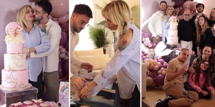 Veronica Peparini e Andreas Muller esplodono di felicità al baby shower per le gemelline Ginevra e Penelope: le immagini
