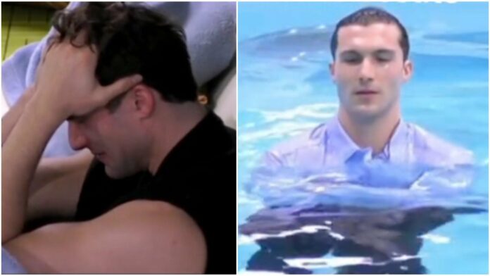 Federico Massaro in nomination al GF, la sua reazione: piange e si butta vestito in piscina