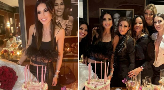 Elisabetta Gregoraci festeggia 44 anni con le amiche e la famiglia al Crazy Pizza di Roma, il locale dell'ex marito