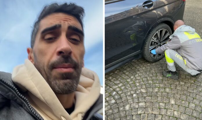 Brutto risveglio per Filippo Magnini nel giorno del compleanno: il movimento anti-Suv gli sgonfia la ruota dell'auto a Milano