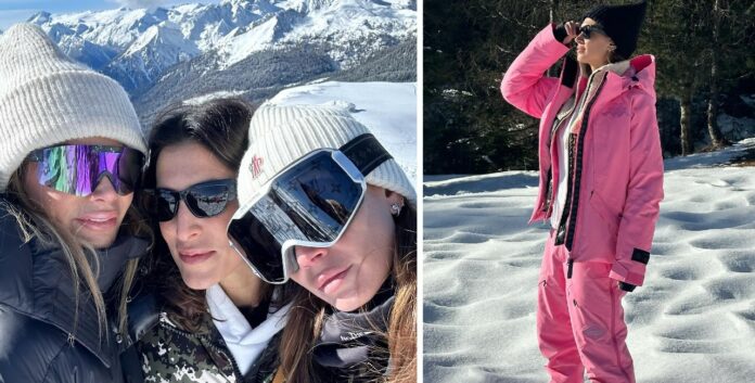 Melissa Satta in montagna con le amiche e il figlio Maddox