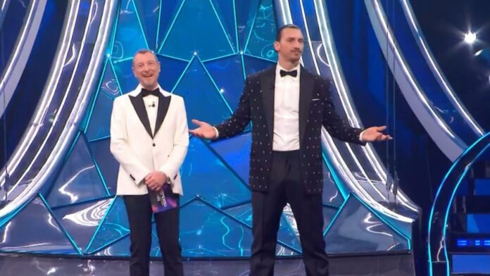 Ibrahimovic con Amadeus a Sanremo 2024