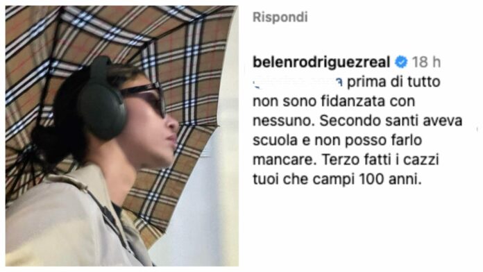 Belen risponde stizzita a una domanda sul figlio Santiago: “Fatti i ca**i tuoi”