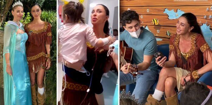 Belen in ospedale vestita dal personaggio Disney Pocahontas, emozionante incontro con i bimbi malati: guarda