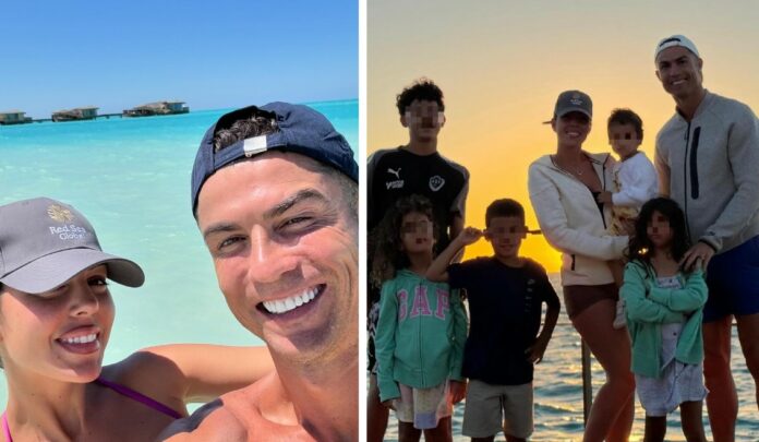 Cristiano Ronaldo in Arabia Saudita con la compagna Georgina Rodriguez e i cinque figli: la primavera inizia al mare