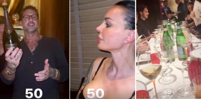 Fabrizio Corona festeggia 50 anni a cena fuori col figlio Carlos, mamma, fratello e a sorpresa anche Nina Moric: guarda