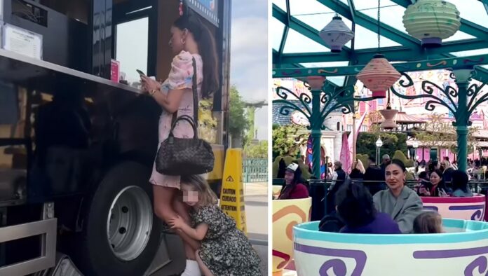 Belen Rodriguez a Disneyland Paris con i figli, i genitori e la sorella