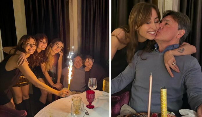 Le foto del compleanno di Fabio Caressa che ha festeggiato 57 anni con la moglie Benedetta Parodi e i tre figli