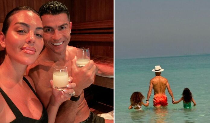 Cristiano Ronaldo con Georgina Rodriguez e i figli tra mare e relax negli Emirati Arabi
