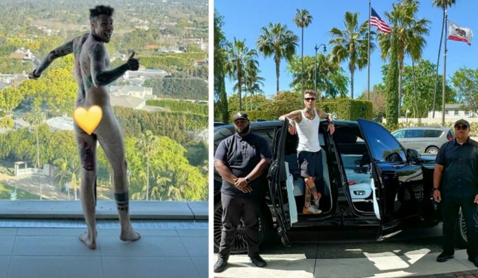 Fedez in vacanza da single a Los Angeles torna adolescente e si diverte da matti tra sessioni in palestra e foto nudo in balcone: guarda