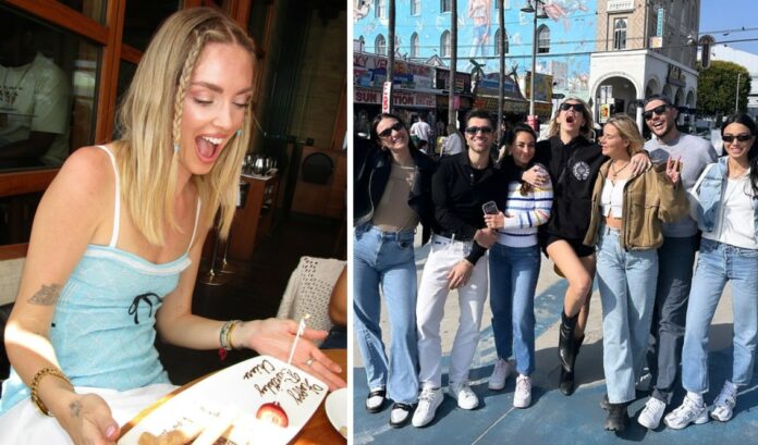 Chiara Ferragni torna da single in California e festeggia in anticipo il compleanno con le amiche: le foto