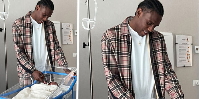 ''Un'emozione indescrivibile'': Enock Barwuah, fratello di Balotelli, pubblica la prima foto da papà con gli occhi sognanti davanti a Noah