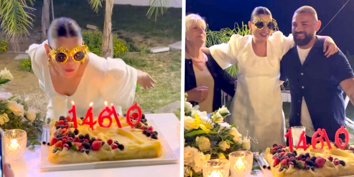Emma Marrone, super party per i 40 anni, tra fuochi d’artificio e il numero 14610 sulla torta: foto
