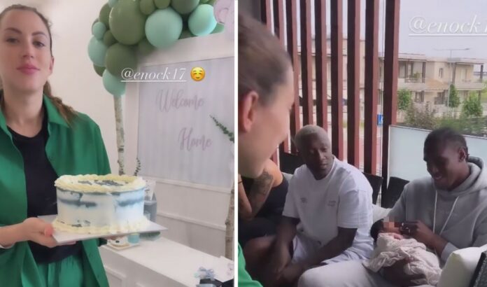 Le prime immagini di Enock Barwuah da papà del piccolo Noah