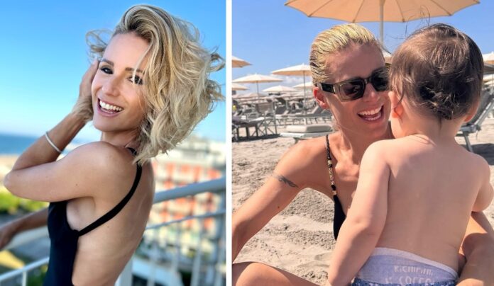 Michelle Hunziker mamma e nonna felice con le figlie e il nipotino a Milano Marittima