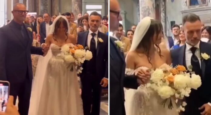 Nek emozionatissimo accompagna all'altare la figlia della moglie, alla nozze anche il collega Francesco Renga: guarda