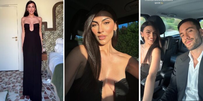 Giulia Salemi al primo red carpet dall'annuncio della gravidanza: scollatissima mette in mostra i seni lievitati in Francia