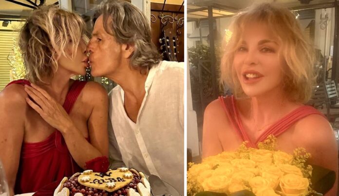Alba Parietti festeggia 63 anni con il nuovo look e il compagno Fabio Adami: le immagini