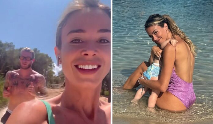 Diletta Leotta e Loris Karius in viaggio di nozze a Ibiza dopo il matrimonio in Sicilia: le dolci foto con la figlia Aria alle Baleari