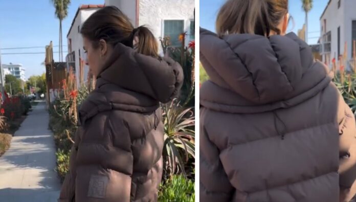 Elisabetta Canalis con il piumino a Los Angeles anche se ci sono 20 gradi
