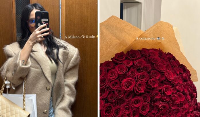 Un enorme di mazzo di rose rosse a colazione: Giulia De Lellis smentisce così i rumor sulle continue liti col fidanzato Tony Effe?