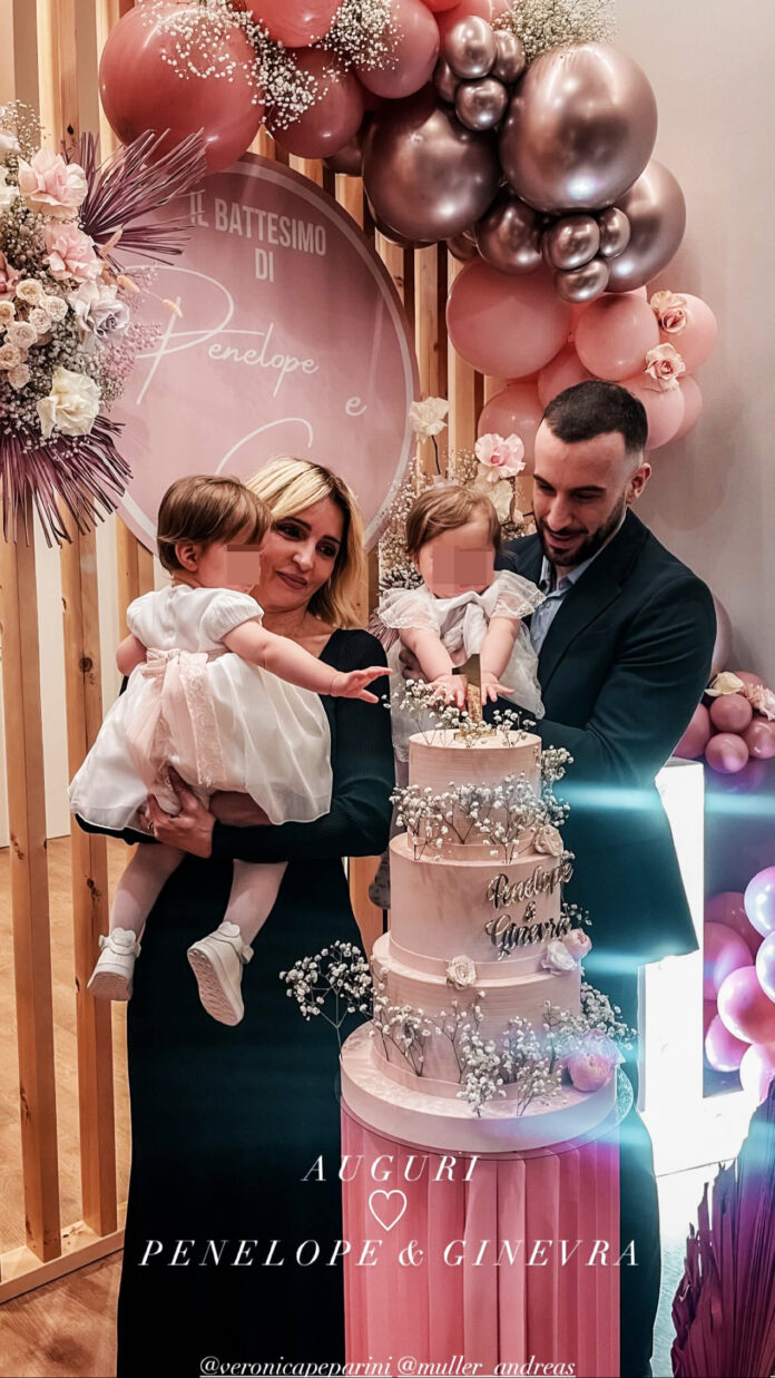 Veronica Peparini e Andreas Muller festeggiano insieme il compleanno e il battesimo delle loro gemelline: guarda
