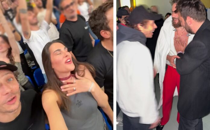 Valentino Rossi con Francesca Sofia Novello, Cesare Cremonini e Lucio Corsi al concerto di Jovanotti