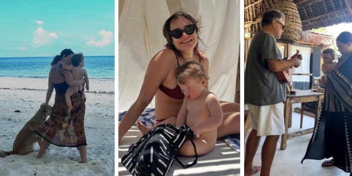 Romina Carrisi in vacanza in Africa col figlio di 13 mesi Axel Lupo, mamma Romina Power e il fratello Yari: guarda