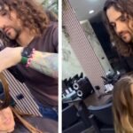 Valerio Scanu versione parrucchiere: fa i capelli all'amica vip nel suo salone di bellezza a Roma, guarda