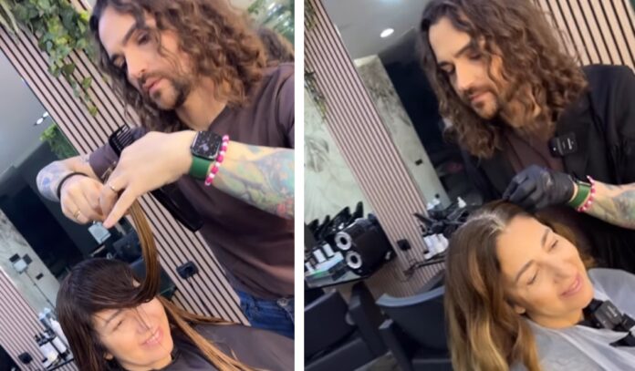 Valerio Scanu versione parrucchiere: fa i capelli all'amica vip nel suo salone di bellezza a Roma, guarda