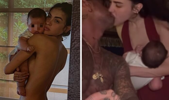 Fabrizio Corona e la compagna ai tropici col figlio di 4 mesi Thiago: Sara si mostra senza veli sul social, guarda