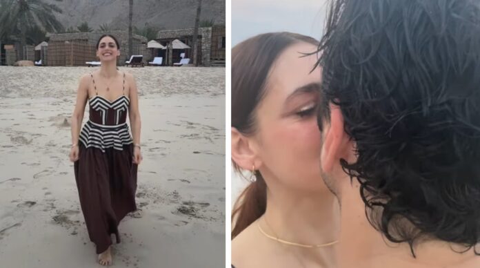 Miriam Leone festeggia i 40 anni ballando scatenata sulla spiaggia nel resort di lusso in Medio Oriente: guarda
