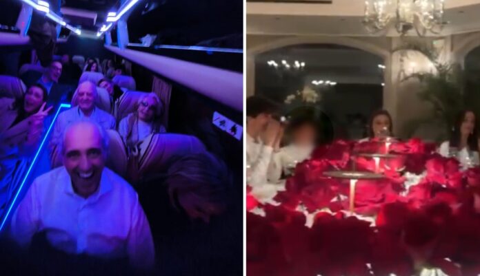 Simona Ventura noleggia un pulmino per festeggiare i 60 anni: le immagini della serata con la famiglia al completo