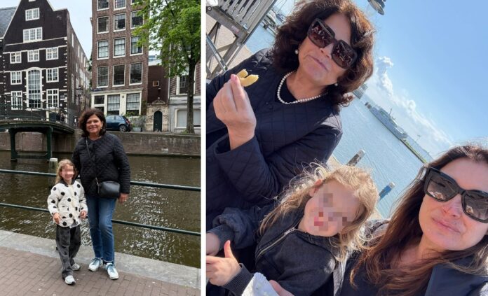 Alena Seredova vola ad Amsterdam con la mamma e la figlia Vivienne