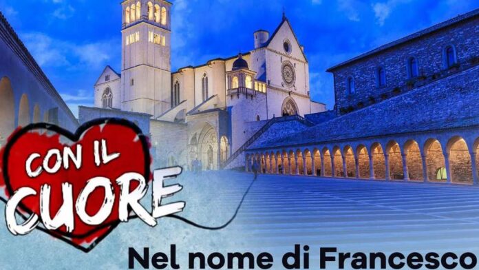 Con il cuore nel nome di Francesco con scritta